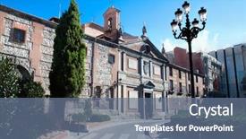  Presentation with formula one car - Amazing slides having spanish king carlos i madrid backdrop and a ocean colored foreground