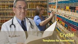  Presentation with nurse care - PPT theme having spanish medical - doctor nurse health care professional background and a coral colored foreground