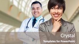  Presentation with race - Beautiful PPT theme featuring spanish medical - happy mixed race woman looking backdrop and a gray colored foreground