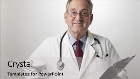 Presentation with physician - Colorful PPT layouts enhanced with spanish medical - hispanic doctor physician with clipboard backdrop and a light gray colored foreground
