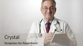  Presentation with physician - Presentation theme enhanced with spanish medical - hispanic doctor physician writing prescription background and a  colored foreground