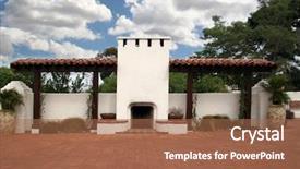  Presentation with spanish style - Beautiful slide set featuring spanish mission style patio background backdrop and a coral colored foreground