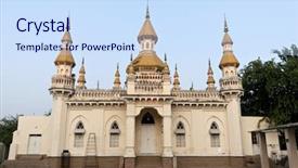  Presentation with architecture mosque - Colorful slide set enhanced with spanish mosque in india displaying backdrop and a sky blue colored foreground