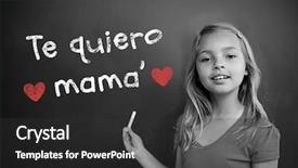  Presentation with mothers - PPT theme enhanced with spanish mothers day message against schoolchild with blackboard background and a dark gray colored foreground