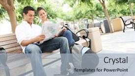  Presentation with college students and laptop - Beautiful slides featuring spanish books - attractive students at college reading backdrop and a light blue colored foreground