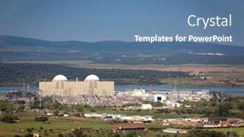  Presentation with nuclear power - Presentation design having spanish-nuclear-power-plant-next background and a teal colored foreground