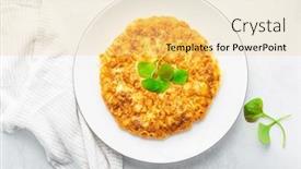  Presentation with tortilla - Slide deck having spanish-omelet-tortilla-de-patatas background and a blonde colored foreground