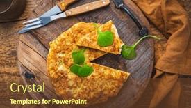  Presentation with spanish - PPT theme featuring spanish-omelet-tortilla-de-patatas background and a tawny brown colored foreground