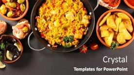  Presentation with tapas - PPT theme featuring spanish-paella-and-traditional-tapas background and a  colored foreground