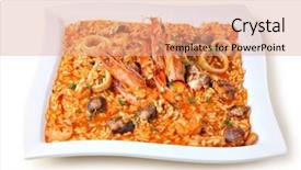  Presentation with seafood paella - Cool new slide set with seafood on white plate backdrop and a coral colored foreground