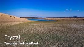  Presentation with drought - Beautiful PPT theme featuring almost empty due to drought backdrop and a dark gray colored foreground