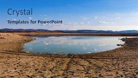  Presentation with drought - Presentation design with almost empty due to drought background and a teal colored foreground