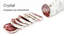  Presentation with red and white festive - Cool new presentation design with spanish salami on a white backdrop and a white colored foreground