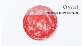  Presentation with spanish - PPT theme having spanish summer sausage made with iberico pork - single slice background and a sky blue colored foreground