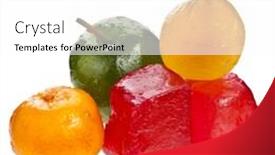  Presentation with candied fruit - Presentation consisting of pectin - spanish sweet candied fruit isolated background and a white colored foreground