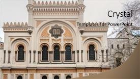  Presentation with prague - Theme featuring spanish synagogue in prague it background and a coral colored foreground
