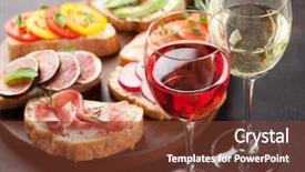  Presentation with tapas wine - PPT theme consisting of spanish tapas appetizers italian antipasti background and a tawny brown colored foreground