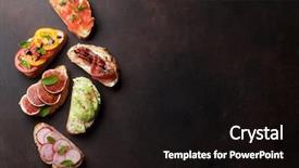  Presentation with appetizers - Theme enhanced with spanish tapas appetizers italian antipasti background and a wine colored foreground