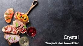  Presentation with tapas wine - Slides with spanish tapas appetizers italian antipasti background and a dark gray colored foreground