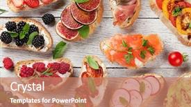  Presentation with appetizers - Amazing PPT layouts having spanish tapas appetizers italian antipasti backdrop and a  colored foreground