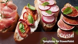  Presentation with appetizers - Colorful theme enhanced with spanish tapas appetizers italian antipasti backdrop and a  colored foreground
