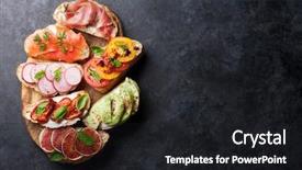  Presentation with appetizers - Presentation design with spanish tapas appetizers italian antipasti background and a dark gray colored foreground