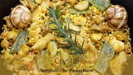  Presentation with rabbit - PPT theme with spanish-valencian-traditional-paella-rabbit background and a  colored foreground