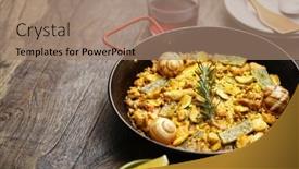  Presentation with rabbit - Theme featuring spanish-valencian-traditional-paella-rabbit background and a  colored foreground