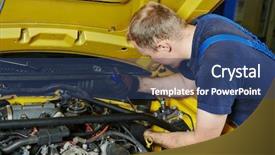  Presentation with mechanic car service repair maintenance - Cool new PPT layouts with spanner during automobile car maintenance backdrop and a ocean colored foreground
