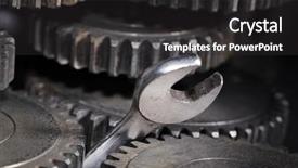 Presentation with gear wheels - Cool new PPT layouts with spanner wrench stuck between cog backdrop and a  colored foreground