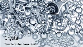  Presentation with nut bolts - Beautiful theme featuring spanners on nuts and bolts backdrop and a light blue colored foreground