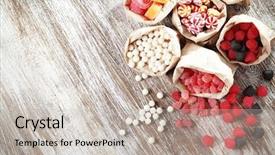  Presentation with sugar - Beautiful theme featuring sparc - many assorted sweet sugar candies backdrop and a soft green colored foreground