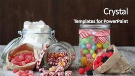  Presentation with sweet candy - Slide deck consisting of sparc - sweet sugar candies in glass background and a  colored foreground