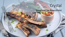  Presentation with spare parts management - Presentation theme consisting of spare ribs on plate background and a light blue colored foreground