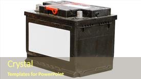  Presentation with car sales - PPT theme featuring spares sales - batteries in the car components background and a tawny brown colored foreground