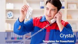  Presentation with project - PPT layouts enhanced with spares sales - worker in uniform working background and a ocean colored foreground