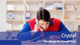  Presentation with project - Beautiful PPT layouts featuring spares sales - worker in uniform working backdrop and a ocean colored foreground