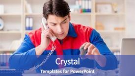  Presentation with project - Slide deck having spares sales - worker in uniform working background and a ocean colored foreground