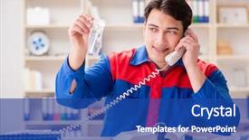  Presentation with hindi project - Cool new slides with spares sales - worker in uniform working backdrop and a ocean colored foreground