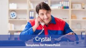  Presentation with project - Theme enhanced with spares sales - worker in uniform working background and a ocean colored foreground