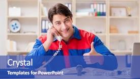  Presentation with project monitring - Beautiful PPT layouts featuring spares sales - worker in uniform working backdrop and a ocean colored foreground