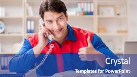  Presentation with coding project - Beautiful slide deck featuring spares sales - worker in uniform working backdrop and a ocean colored foreground