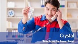  Presentation with renovation project - Colorful slide set enhanced with spares sales - worker in uniform working backdrop and a  colored foreground