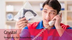  Presentation with project - Slide deck having spares sales - worker in uniform working background and a  colored foreground