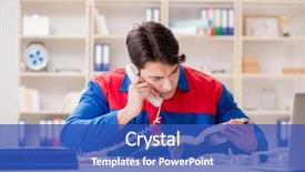  Presentation with coding project - PPT theme featuring spares sales - worker in uniform working background and a teal colored foreground