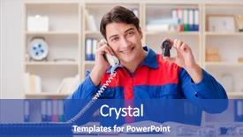  Presentation with project - Beautiful PPT theme featuring spares sales - worker in uniform working backdrop and a  colored foreground
