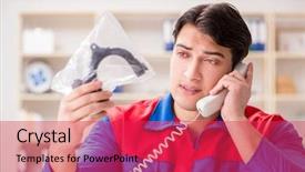  Presentation with erasmus project - PPT theme featuring spares sales - worker in uniform working background and a  colored foreground