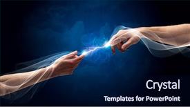  Presentation with electric spark - Slide deck enhanced with spark - two male arms reaching background and a navy blue colored foreground