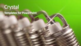  Presentation with green plug - Presentation design having spark plug on green background background and a tawny brown colored foreground
