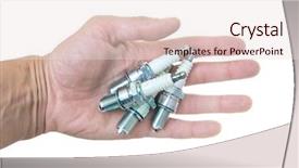  Presentation with spark plugs - Slide deck consisting of spark plugs in a hand background and a  colored foreground